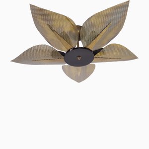 Ceiling Light with Perforated Brass Petals, 1970s