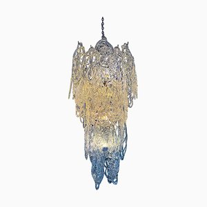 Lámpara de araña Ragnatela grande de cristal de Murano atribuida a Mazzega, años 60