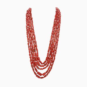 Multi-Strands Necklace with Coral