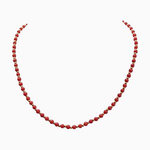 18 Karat Yellow Gold Necklace in Coral