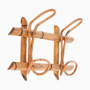 Mid-Century French Riviera Rattan, Wicker and Bamboo Canes Coat Rack, Italy, 1960s