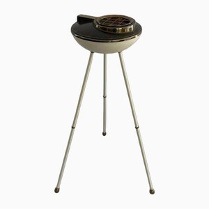 Italian UFO Tripod Ashtray in Black and White Metal, Italy, 1950s