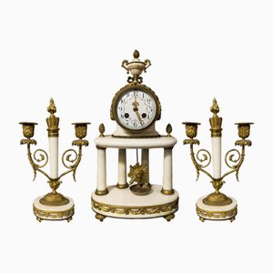 Orologio e candelieri, XIX secolo, set di 3