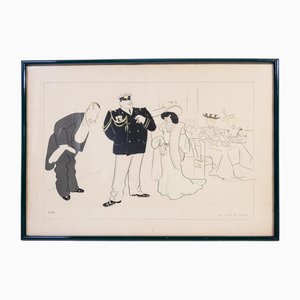 Sem or Georges Goursat, Figurative Composition, 19th Century, Lithograph, Framed