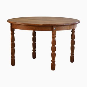 Mid-Century Danish Round Dining Table in Oak with Two Extensions, 1960s