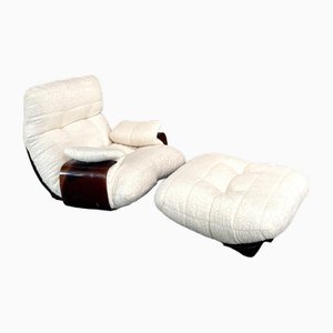 Marsala Lounge Chair with Ottoman by Michel Ducaroy for Ligne Roset, 1970s, Set of 2