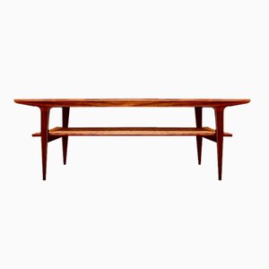 Teak Couchtisch mit Gestell aus Rattan von A. Younger Ltd., 1960er