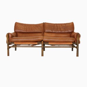 Kontiki Sofa & Couchtisch aus Leder von Arne Norell Ab, 1970er, 2er Set