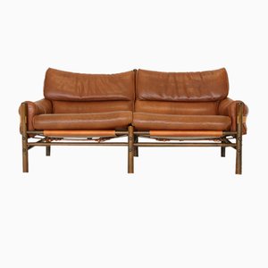 Leather Kontiki Sofa & Coffee Table from Arne Norell Ab, 1970s, Set of 2