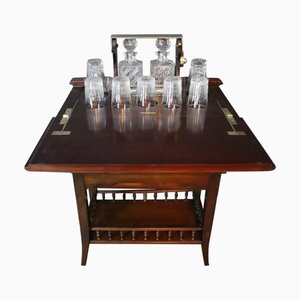 Cocktail Bar with Baccarat Crystal Glasses, 1920s, Set of 10