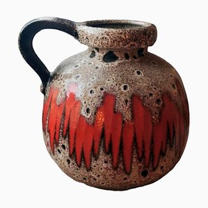 Jarra alemana de cerámica esmaltada y en color con asa de Scheurich, 1968