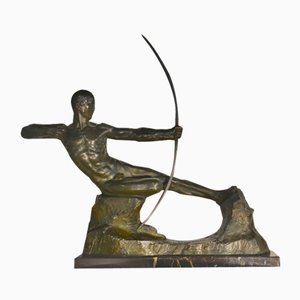 Victor Demanet, Art Deco Bogenschütze, 1920er, Bronze