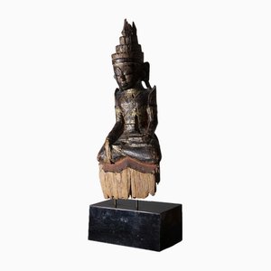 Burmesischer Künstler, Shakyamuni Laos Buddha, 19. Jh., Lackiertes Holz