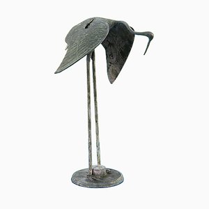 Mid-Century Kranich Vogelfigur aus Metall, 1950er
