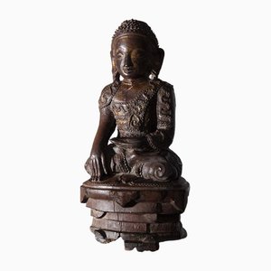 Artista laotiano, grande scultura di Buddha, XIX-XX secolo, legno