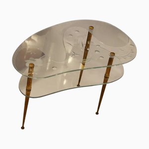 Tavolino da caffè Mid-Century in vetro trasparente, anni '50