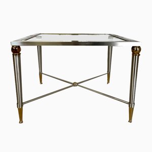 Coffee Table in Glass and Brushed Steel, 1980s