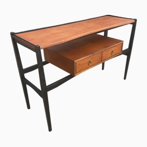 Teak & Ebonised Metal Two-Tier Console Table from Heals
