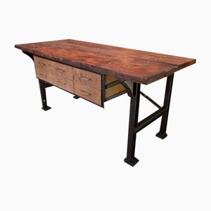 Plywood, Cast Iron & Brass Worktable, 1930s