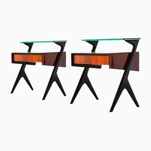 Nightstands in Rosewood and Glass by Vittorio Dassi for Dassi, Italy, 1950s, Set of 2