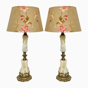 Tischlampen aus Messing & Marmor/Onyx im Louis XVI Stil, 1940er, 2er Set