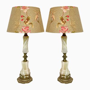 Tischlampen aus Messing & Marmor/Onyx im Louis XVI Stil, 1940er, 2er Set