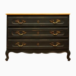 French Black Painted Chest of Drawers with Wooden Top, 1990s