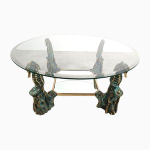 Brass Seahorse Coffee Table, 1970s