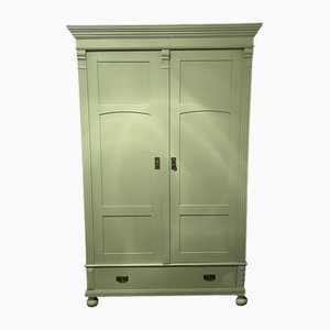 Antique Painted Green Wooden Wardrobe