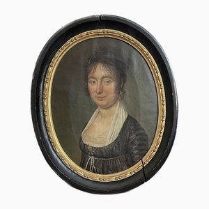 Retrato de dama, principios del siglo XIX, óleo sobre lienzo, enmarcado