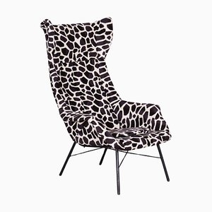 Fauteuil à oreilles avec fausse fourrure Giraffe de Miroslav Navratil, Tchéquie, 1950s