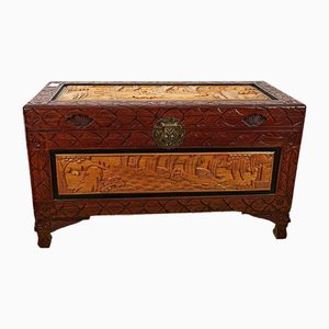 Oriental Carved Wooden Chest