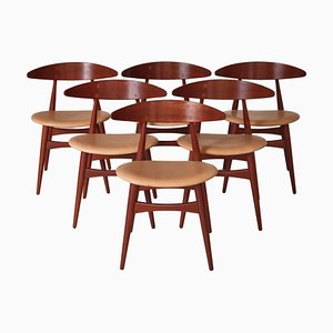 Sedie da pranzo CH33 di Carl Hansen & Sons per Hans J. Wegner, Danimarca, 1957, set di 6