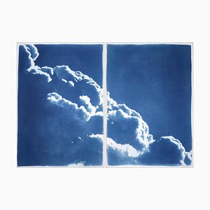 Kind of Cyan, Diptyque of Floating Clouds, Cyanotype Print, 2023