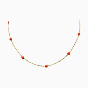 Coral, 18 Karat Yellow Gold Necklace