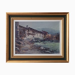 Spanish Farm Building, Oil on Board, 20th Century