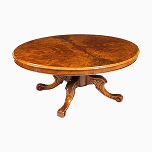 Antique Burr Walnut Oval Coffee Table, 1860s