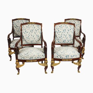 Empire Revival Ormolu Mounted Armchairs, 1870s, Set of 4