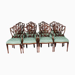 Federal Revival Shield Back Dining Chairs, 1980s, Set of 12