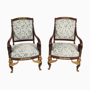 Set of Empire Revival Ormolu Mounted Armchairs, 1870s
