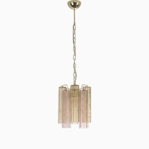 Tronchi Ceiling Lamp in Smoked and Pink Murano Glass, 1990s
