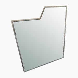Espejo de vidrio grande con borde transparente, años 60