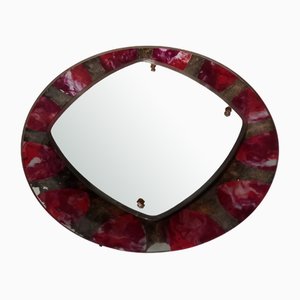 Specchio Retroilluminato di Design Anni '50 in Vetro Curvo Dipinto Santambrogio De Berti