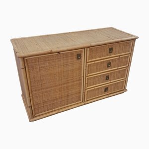 Vintage Chest of Drawers in Rattan and Bamboo, 1970s