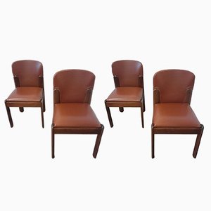 Chairs in Leather by Silvio Coppola for Bernini, 1970s, Set of 4