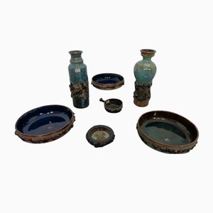 Glit Lava Ceramics Bowls & Vases by Ragnar Kjartansson, 1960s, Set of 7