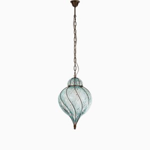 Venetian Lantern Lamp with Pointed Murano Glass Puffed Watercolor Color, Italy, 1990s