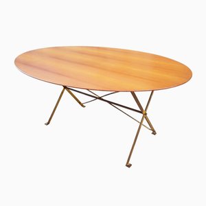 Vintage Wood & Brass T3 Table by Caccia Domination for Azucena, 1950s