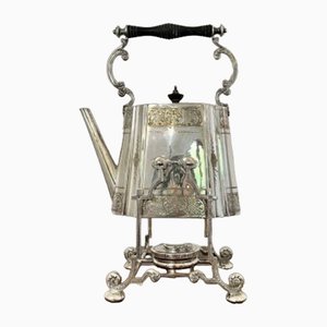 Edwardian Silver-Plated Spirit Kettle on Stand, 1900s, Set of 2