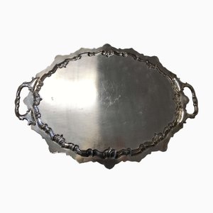 Großes englisches Silbernes Metalltablett, 1930er